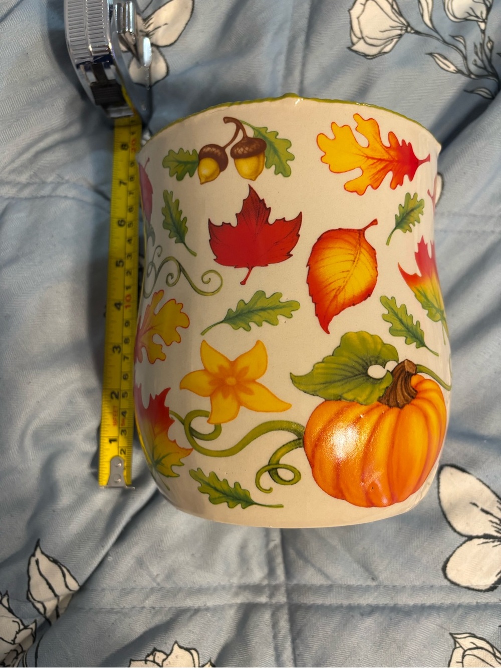 Temp-Tations Fall Harvest Ceramic baker in Orange, Green, Yellow and Red